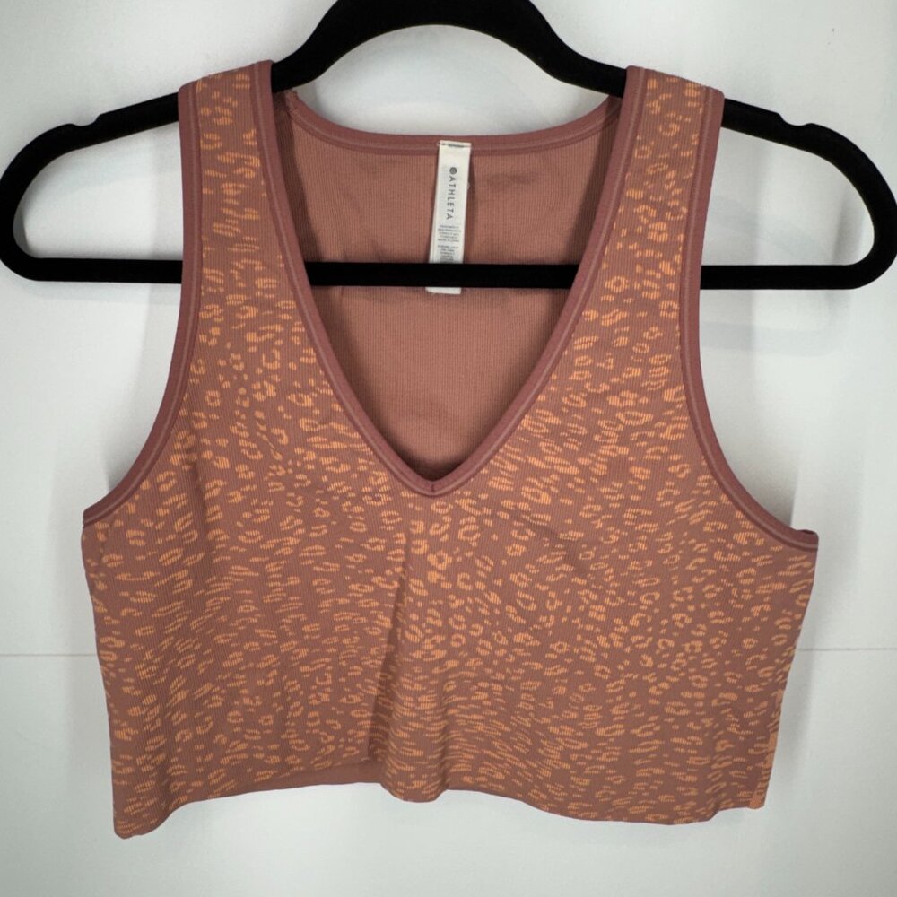 Aurora Seamless Crop Rib Tank in Ocelot Spot Peach - Picture 2 of 6